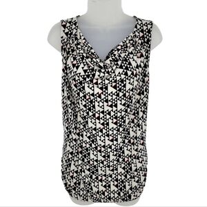 Pro Spirit  Womens Cowl Neck Black White and Red‎ Sleeveless Top Size M